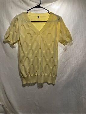 Arach&Cloz yellow short sleeve sweater 50% modal and 50% cotton